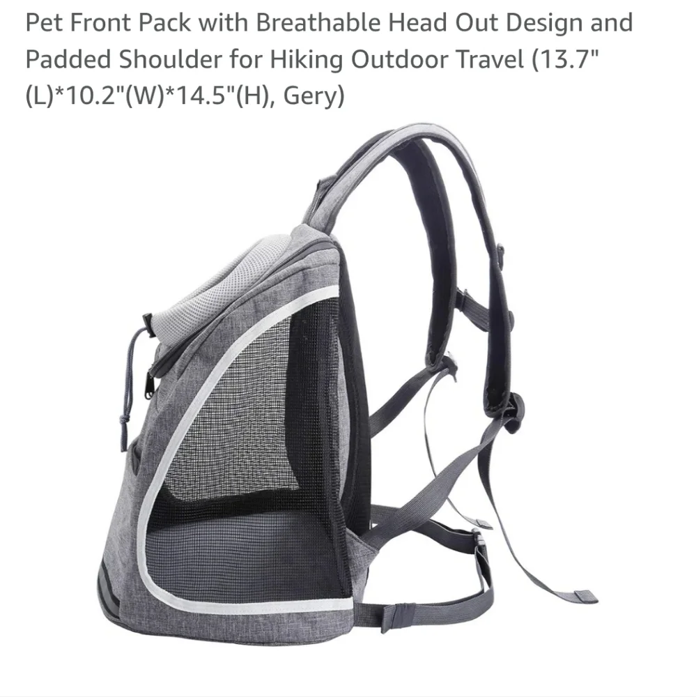 Comfortable Dog Cat Carrier Backpack, Puppy Pet Front Pack with head whole